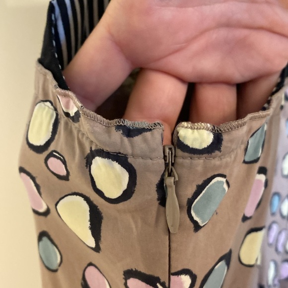 BCBG MAXAZRIA Womens Brown Colorful Polka Dot Tiered Dress Ribbon Detail - Picture 5 of 5